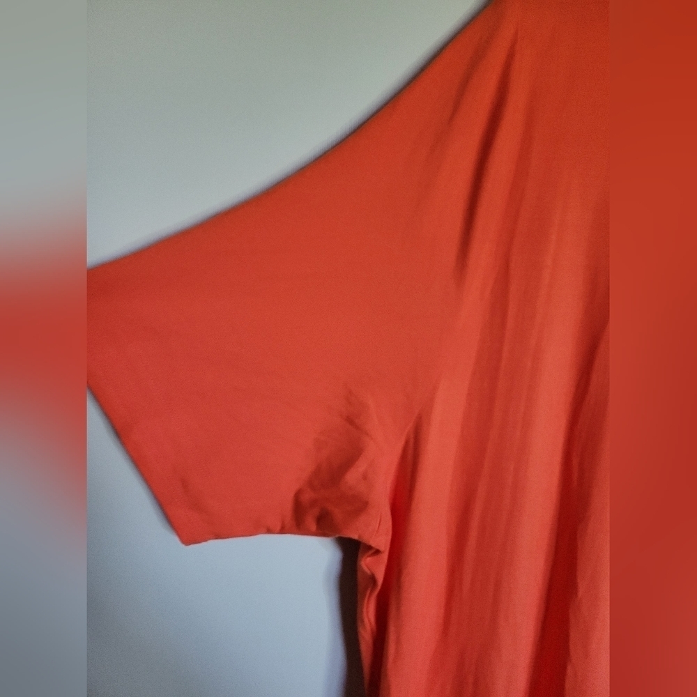 Ava & Viv Women's Orange Elbow Sleeve Flared Empire Waist Dress Size 3X - Picture 3 of 5